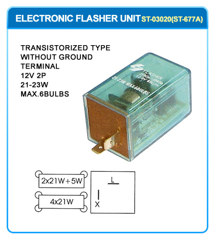 TRANSISTORIZED TYPE  WITHOUT GROUND  TERMINAL  12V 2P  21-23W MAX 6 BULBS