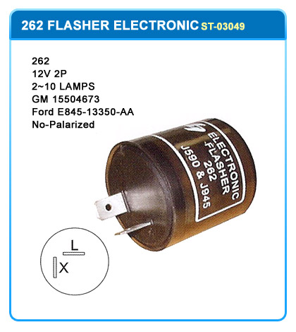 262  12V 2P  2-10 Lamps  GM 15504673  Ford E845-13350-AA  No-Palarized