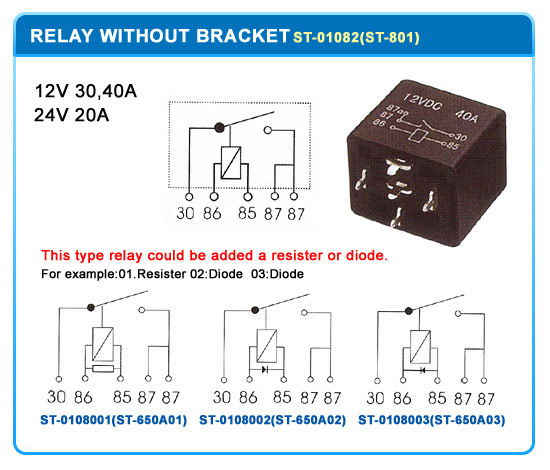 RELAY W/O BRACKET/ PCB TERMINAL