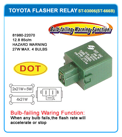 81980-22070 12.8 85C/M  HAZARD WARNING  27W MAX 4 BULBS