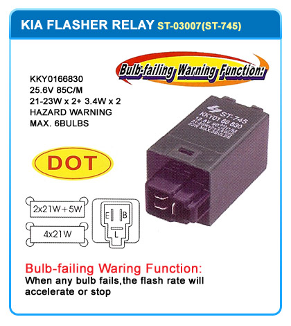 KKY0166830  12V 85C/M  HAZARD WARNING  21-23WX2+3.4WX2 MAX 6 BULBS